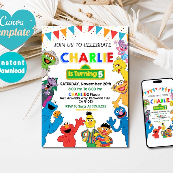 Editable Birthday Invitation | For Boy and Girl Kids invitation | Birthday Invitation, Template Editable-Printable | Invite Instant Download