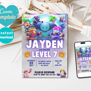 Modèle modifiable d'invitation d'anniversaire de garçon d'automne | Modèle numérique de fête d'enfants | Invitation garçon | Imprimable modifiable sur Canva | Téléchargement instantané