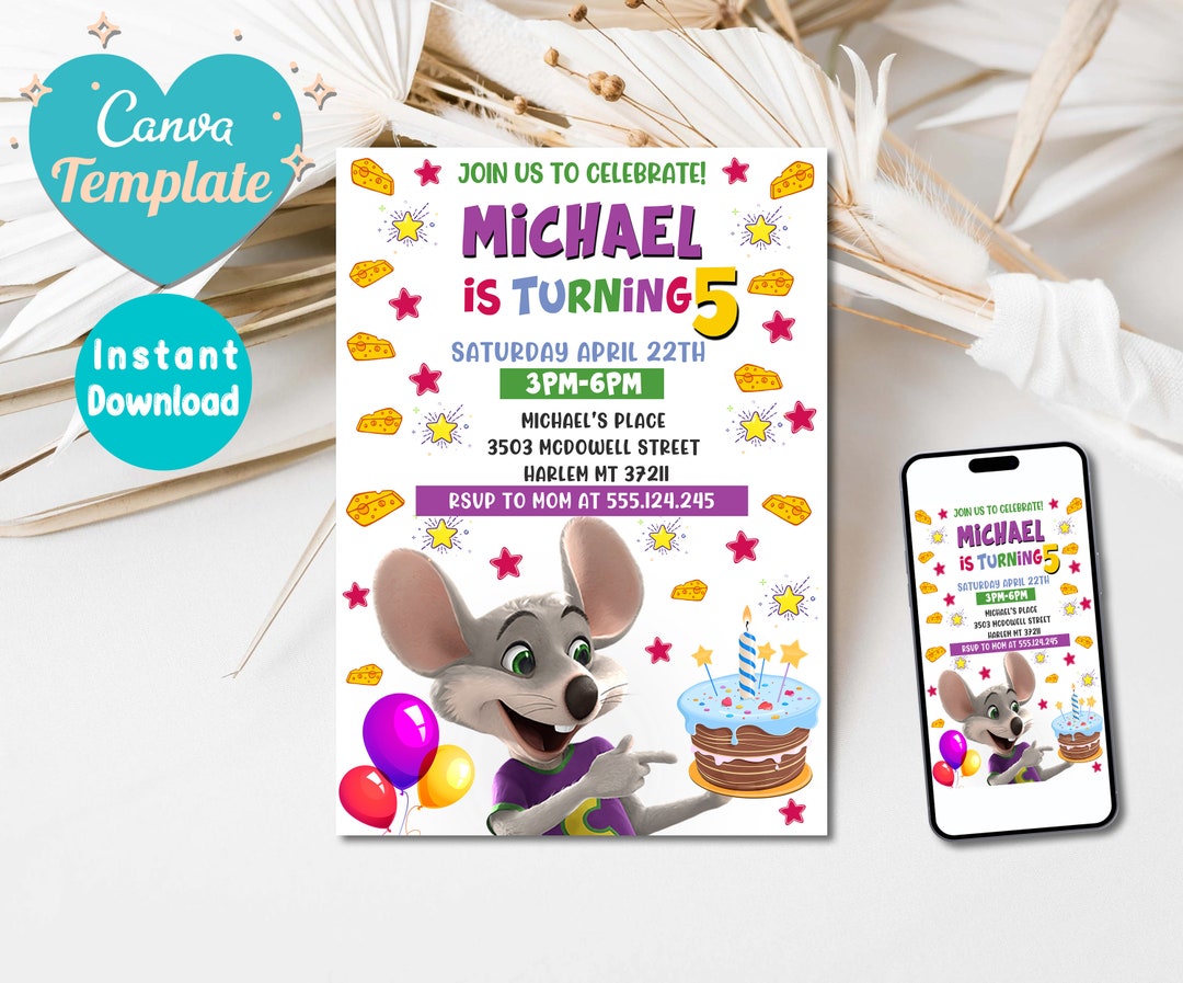 editable-chuck-e-cheese-birthday-invitation-template-chuck-evite-printable-chuck-cheese-party-invite-editable-in-canva-instant-download-etsy for Chuck E Cheese Invitations Free Printables Editable Chuck E Cheese Birthday Invitation Template | Chuck Evite, Printable Chuck Cheese Party Invite, Editable in Canva, Instant Download - Etsy for Chuck E Cheese Invitations Free Printables