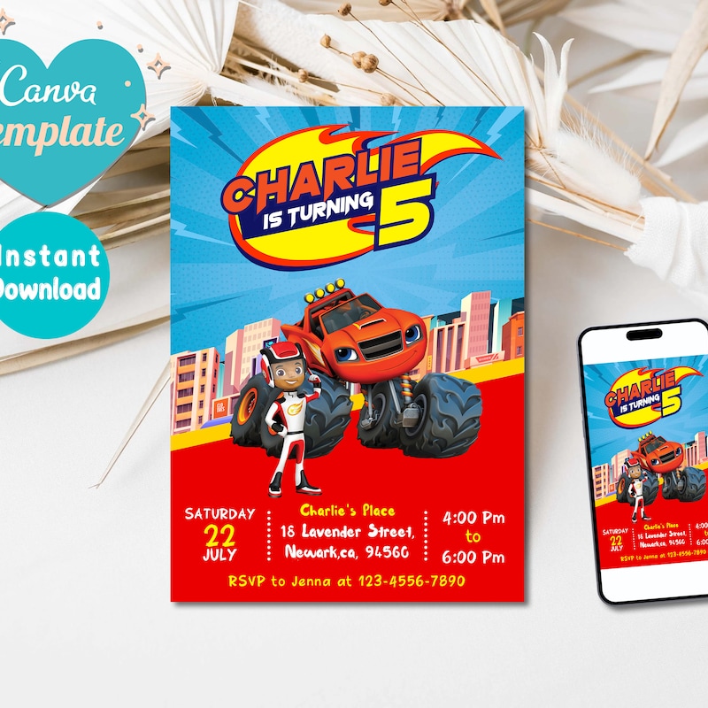 Printable Blaze Monster Truck - Etsy