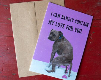Dog Pooping Card - I Can Barely Contain My Love For You  - Funny Pitbull Card