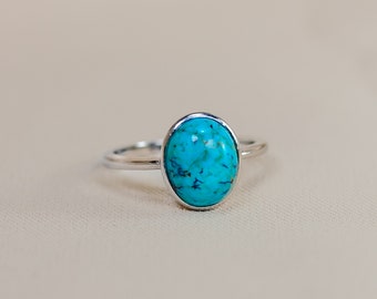 Natural Turquoise Gemstone 925 Sterling Silver Ring Statement Ring for Woman Birthstone Gift for her Gift for Mother Handmade Jewelry