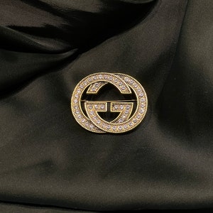 Excellent Vintage Rare Gucci Gold Brooch With Stones