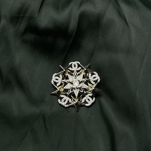 Chanel Wonderful Vintage Gold Brooch With Stones Christmas Pin Gift Set Unique Bridesmaid Gift Antique Jewelry