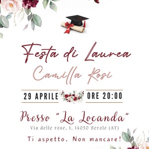 Biglietto invito floreale Laurea