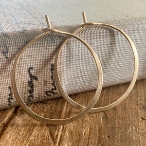 Satin Hoops - Handmade. Handforged. Matte 14k goldfill light weight hoops. Choice of 7 sizes