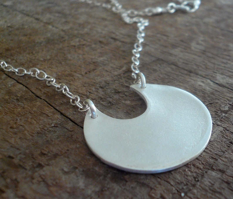 Lacuna Necklace Handmade. Brushed Fine and Sterling Silver Pendant Necklace image 2