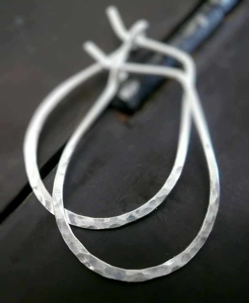 Hammered Horseshoe Hoops. Handmade. Sterling Silver image 2