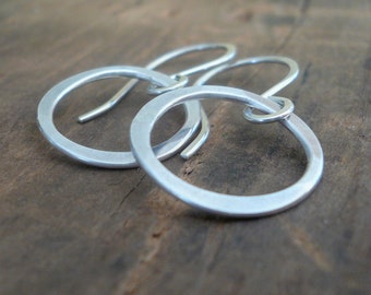 Lagom Earrings Small - Handmade. Sterling silver dangle earrings. Shown in Matte/brushed finish. 4 finish options.