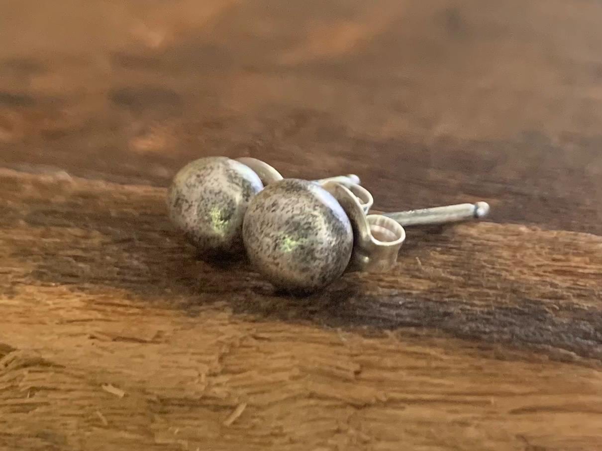 Pebble Post Earrings - Sterling and Fine Silver Handmade Stud Earrings. Choice of 3 sizes 4 finishes. Oxidized, Matte, Black or Shiny Silver