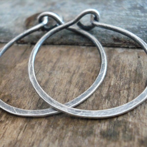 Every Day Hoops LIGHT WEIGHT. Handmade in Oxidized Sterling Silver. 4 sizes image 1