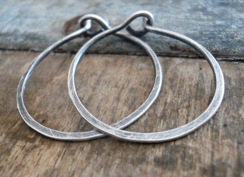 Every Day Hoops LIGHT WEIGHT. Handmade in Oxidized Sterling Silver. 4 sizes image 1