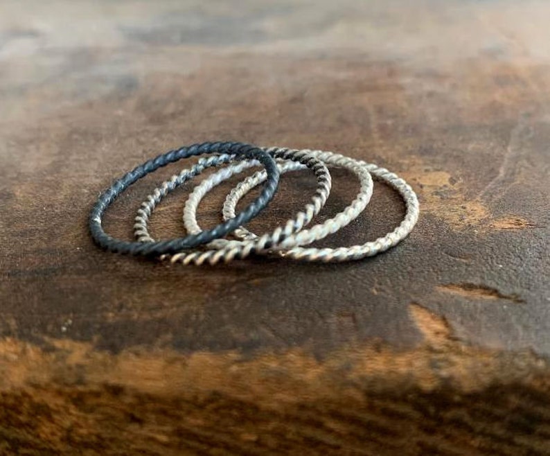Twisted Stacking Ring Sterling Silver Stacking Ring. Hand | Etsy