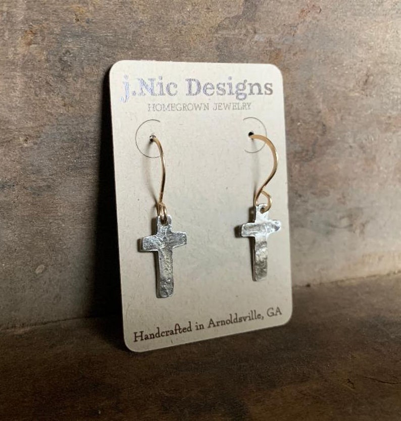 Faith Collection Earrings Oxidized fine silver rustic cross Etsy