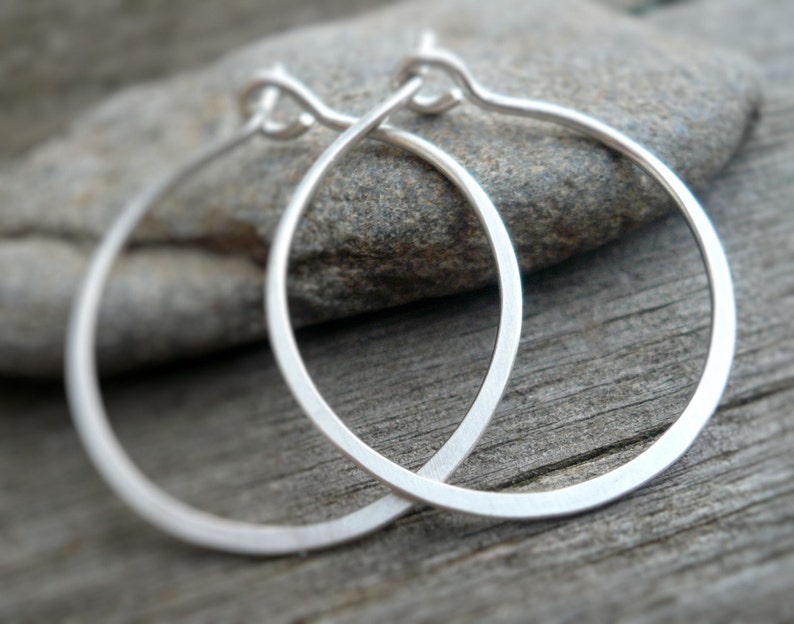 Every Day Hoops Handmade in Brushed Sterling Silver. LIGHT WEIGHT. 5 sizes. image 1