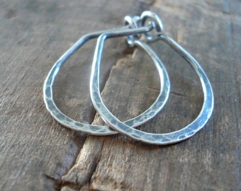 Hammered Pony Horseshoe Hoops - Handmade. Hand forged. LIGHT WEIGHT. Sterling Silver or 14kt goldfill Earrings