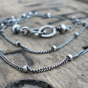 Necklace Design Your Own Series Oxidized Sterling Silver Satellite Chain image 1