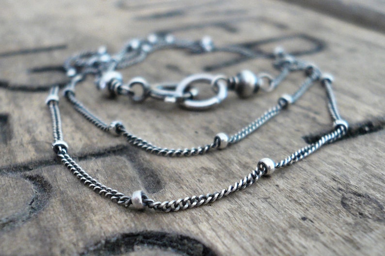 Necklace Design Your Own Series Oxidized Sterling Silver Satellite Chain image 1