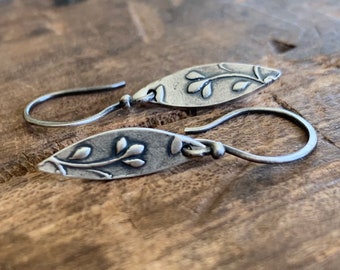 Posy Earrings  - Oxidized FINE silver dangle earrings. Handmade by jNicDesigns