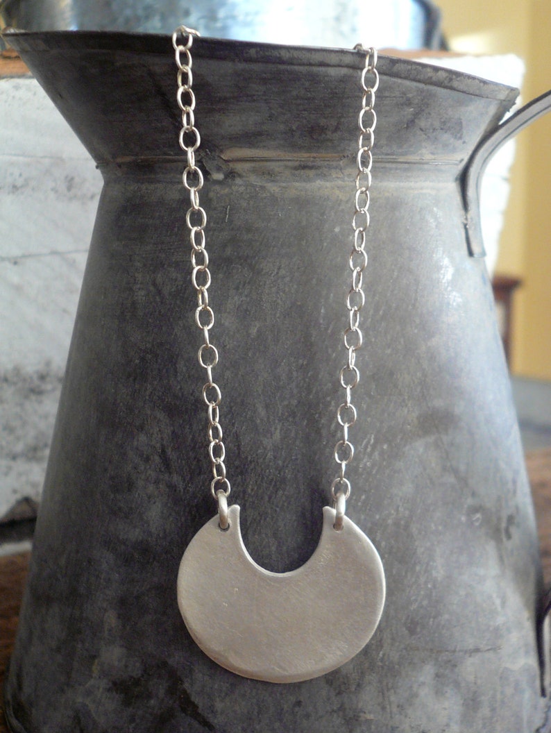 Lacuna Necklace Handmade. Brushed Fine and Sterling Silver Pendant Necklace image 3