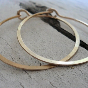 Satin Hoops - Handmade. Handforged. Matte 14k goldfill light weight hoops. Choice of 6 sizes