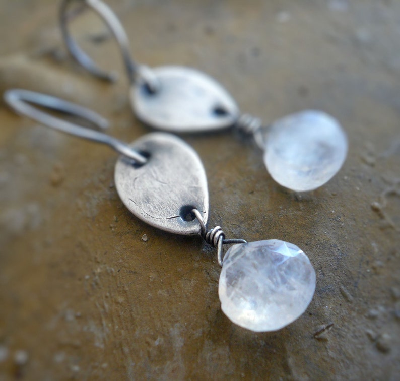 Moon Blush Earrings. Handmade. Moonstone. Oxidized Fine and Etsy