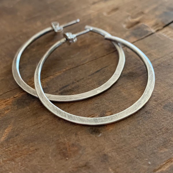 Large Vintage Hammered Hoops