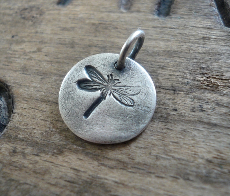 Dragonfly Pendant Handmade. Oxidized Fine Silver. Design Your Own Series image 3