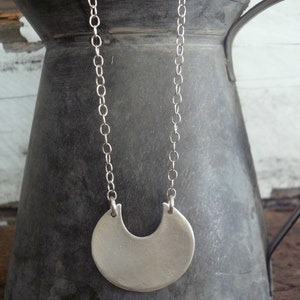 Lacuna Necklace Handmade. Brushed Fine and Sterling Silver Pendant Necklace image 1