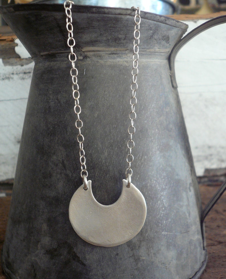 Lacuna Necklace Handmade. Brushed Fine and Sterling Silver Pendant Necklace image 1