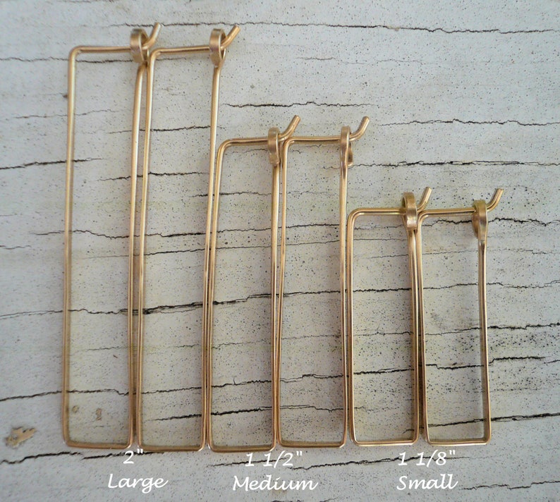 Handmade 14kt Rose Goldfill Rectangular Hoop Earrings Hand forged Choice of 3 sizes Svelte Hoops