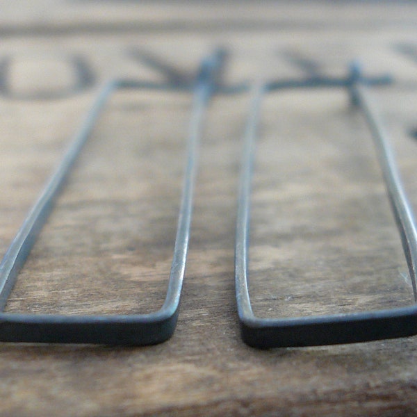 Svelte Hoops Large - Handmade. Hand forged. LIGHT WEIGHT Heavily Oxidized Sterling Silver Earrings