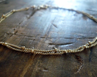 Anklet Design Your Own Series -  2 strand 14kt Goldfill or Sterling Silver Satellite Chain