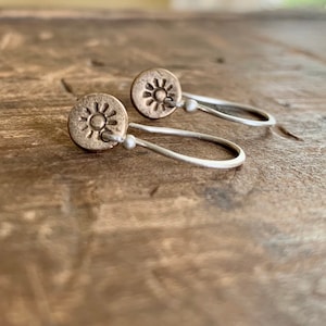 Lil&#39; Sunshine Earrings - Handmade. Mixed Metal Bronze and fine silver or Oxidized Fine Silver petite earrings.