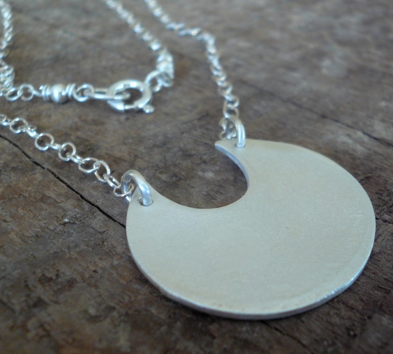 Lacuna Necklace Handmade. Brushed Fine and Sterling Silver Pendant Necklace image 4