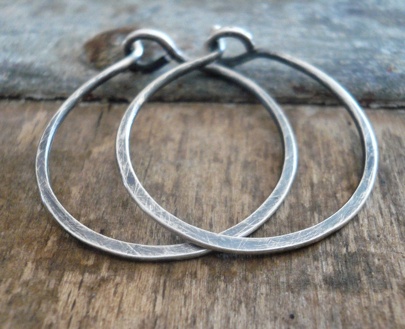 Every Day Hoops LIGHT WEIGHT. Handmade in Oxidized Sterling Silver. 4 sizes image 3