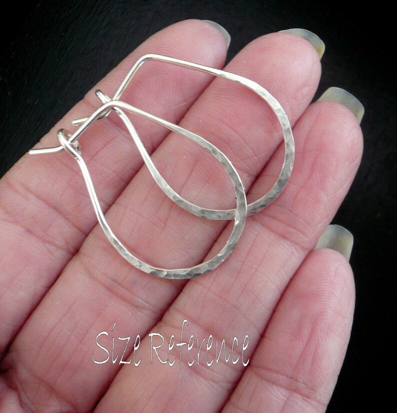 Hammered Horseshoe Hoops. Handmade. Sterling Silver image 3