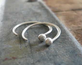 Polka Earrings - Handmade. Hand forged. Fine Silver Tiny Earrings. Choice of brushed/oxidized/shiny finishes