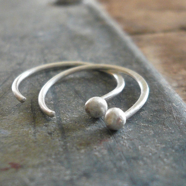 Polka Earrings - Handmade. Hand forged. Fine Silver Tiny Earrings. Choice of brushed/oxidized/shiny finishes