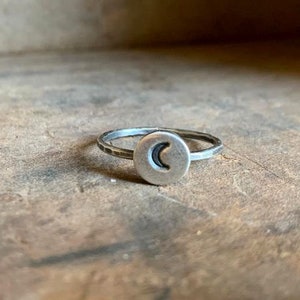 Luna Stacking Ring - Sterling & Fine Silver Oxidized Hammered Ring. Hand made by jNic Designs