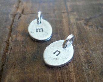 Egglet Initial Pendants- Handmade. Personalized. Oxidized Fine Silver