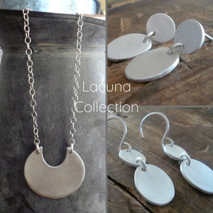 Lacuna Necklace Handmade. Brushed Fine and Sterling Silver Pendant Necklace image 6