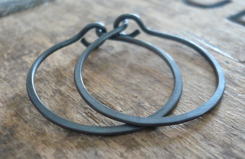 Every Day Hoops LIGHT WEIGHT. Handmade in Oxidized Sterling Silver. 4 sizes image 4
