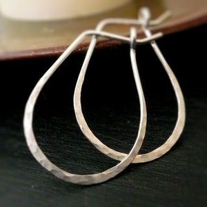 Hammered Horseshoe Hoops. Handmade. Sterling Silver image 1