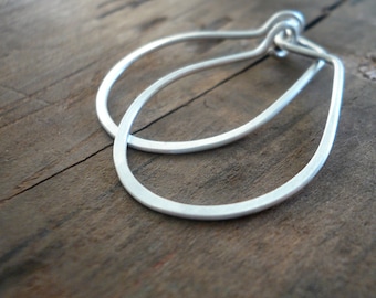 Horseshoe Hoops - Handmade. hand forged. Sterling Silver or 14kt goldfill Earrings