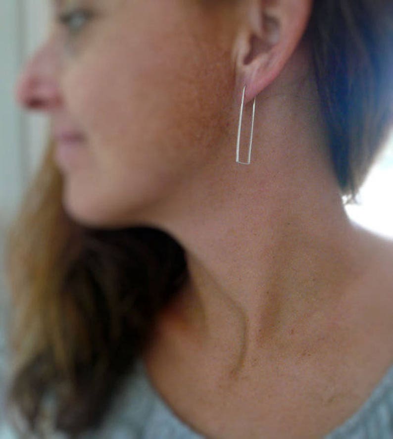 Handmade 14kt Rose Goldfill Rectangular Hoop Earrings Hand forged Choice of 3 sizes Svelte Hoops