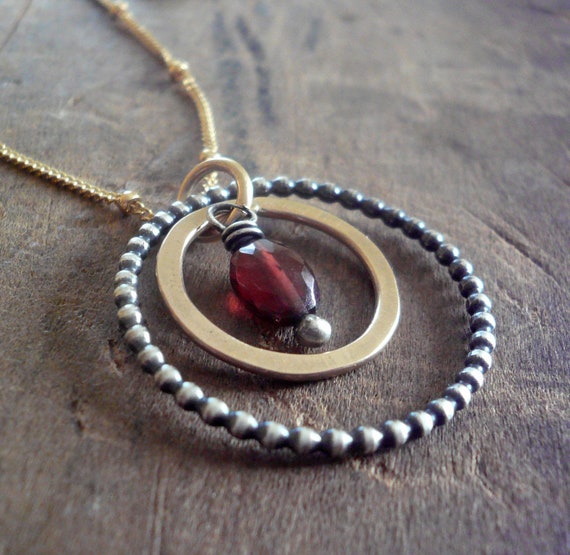Rouge Collection Necklace Garnet. Oxidized Sterling Silver - Etsy