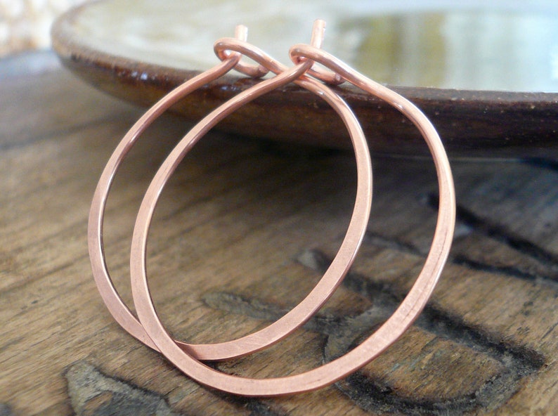 Handmade Copper Every Day Hoops Handforged