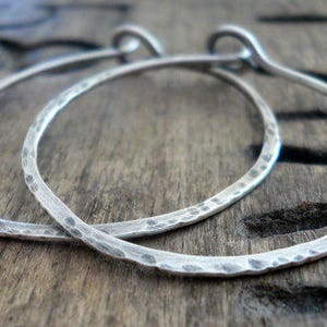 Mangly Hoops - Choice of 6 sizes. Handmade. Hammered. Oxidized LIGHT WEIGHT Sterling Silver Hoop Earrings