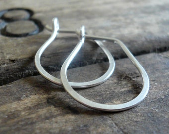 Pony Horseshoe Hoops - Handmade. Hand forged. LIGHT WEIGHT Sterling Silver or 14kt goldfill Earrings